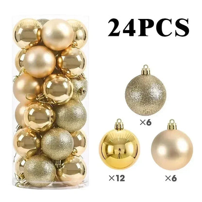 24-Pc Shimmering Christmas Ball Ornaments - 3/4/6cm
