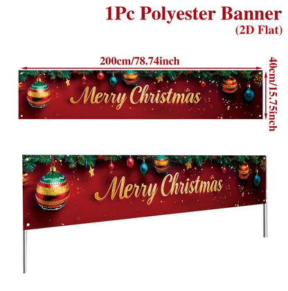 Vibrant Merry Christmas Outdoor Banner - Weatherproof Fabric