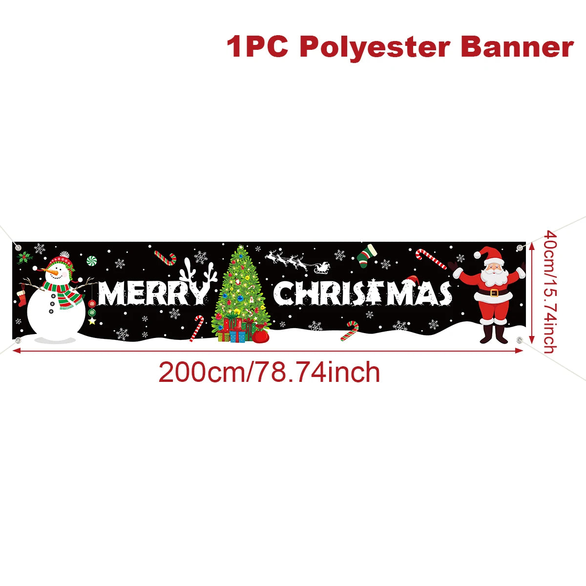 Vibrant Merry Christmas Outdoor Banner - Weatherproof Fabric