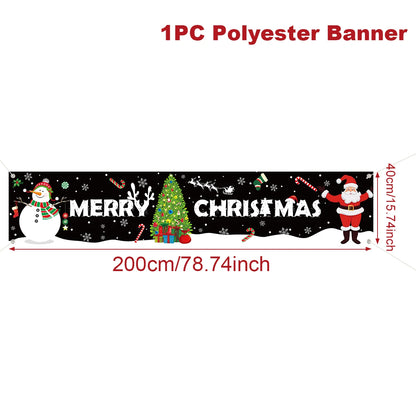 Vibrant Merry Christmas Outdoor Banner - Weatherproof Fabric
