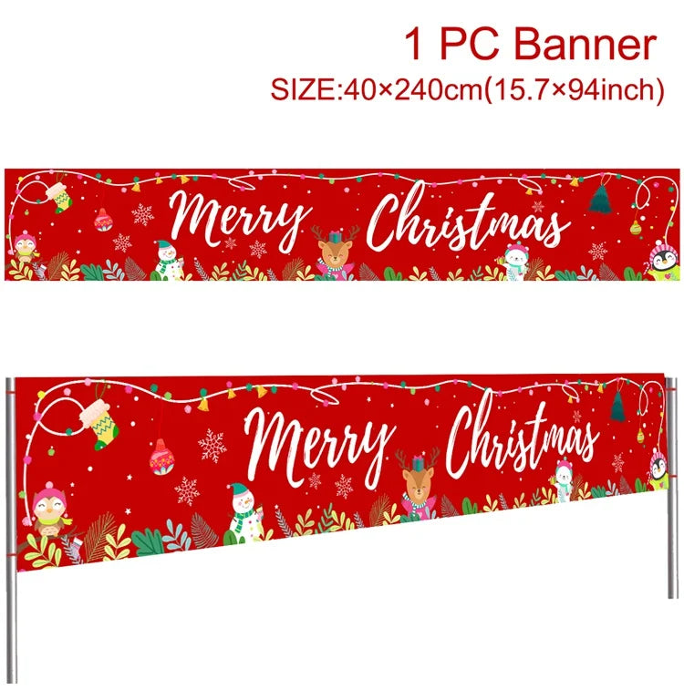 Vibrant Merry Christmas Outdoor Banner - Weatherproof Fabric
