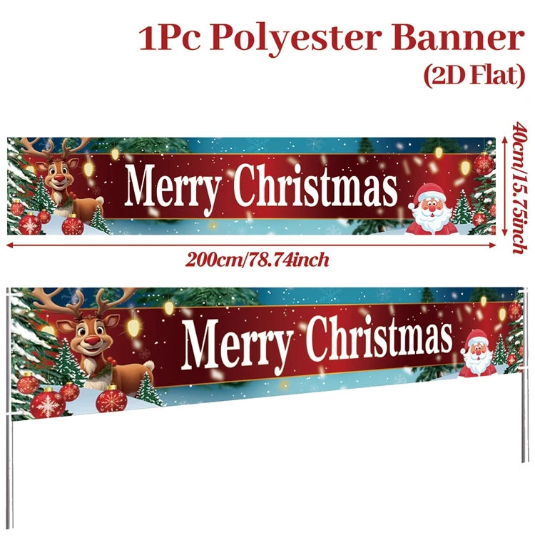 Vibrant Merry Christmas Outdoor Banner - Weatherproof Fabric