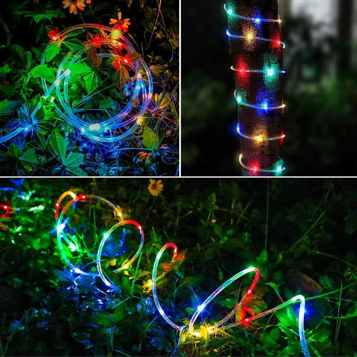 LED Solar Rope Fairy Lights - Waterproof Outdoor String Lights for Christmas Decor