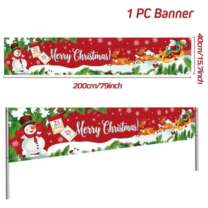 Vibrant Merry Christmas Outdoor Banner - Weatherproof Fabric