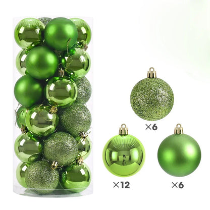 24-Pc Shimmering Christmas Ball Ornaments - 3/4/6cm