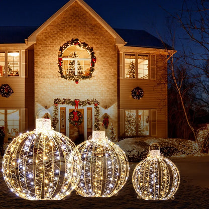 3 Twinkling LED Christmas Globe Light Balls - 360 Warm & White Lights for Festive Glow