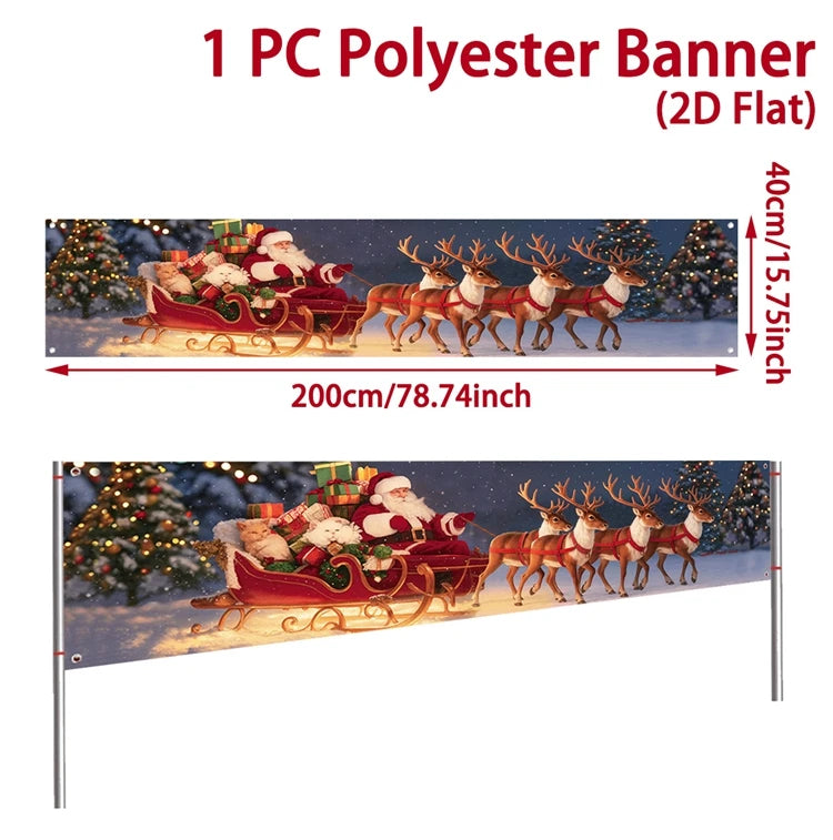 Vibrant Merry Christmas Outdoor Banner - Weatherproof Fabric