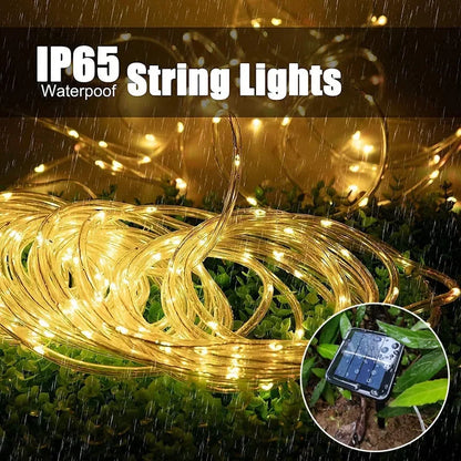 LED Solar Rope Fairy Lights - Waterproof Outdoor String Lights for Christmas Decor