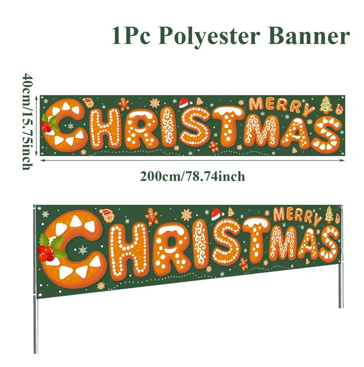 Vibrant Merry Christmas Outdoor Banner - Weatherproof Fabric