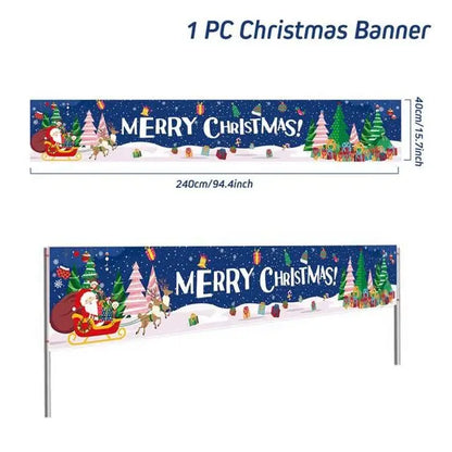 Vibrant Merry Christmas Outdoor Banner - Weatherproof Fabric