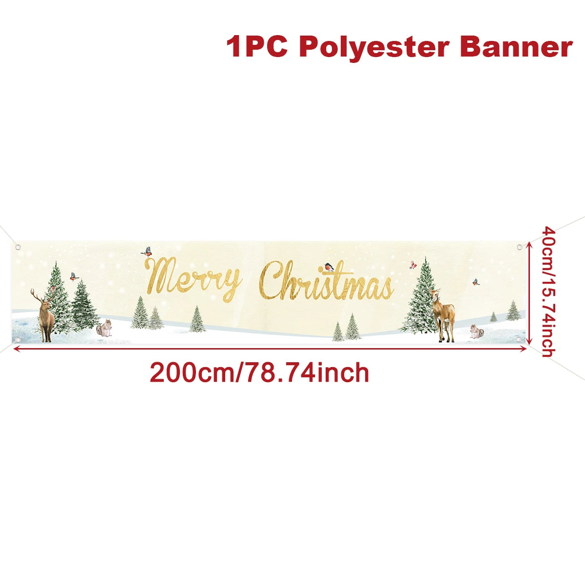 Vibrant Merry Christmas Outdoor Banner - Weatherproof Fabric