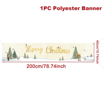 Vibrant Merry Christmas Outdoor Banner - Weatherproof Fabric