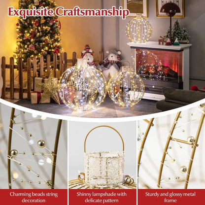 3 Twinkling LED Christmas Globe Light Balls - 360 Warm & White Lights for Festive Glow