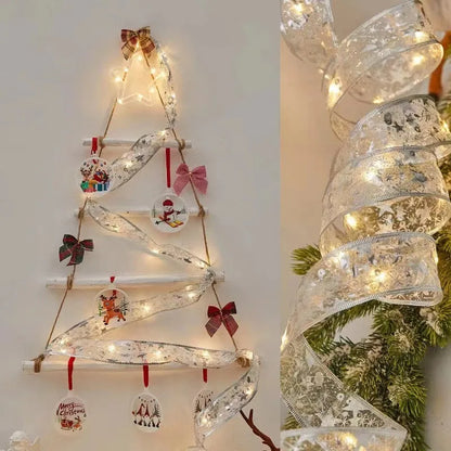 Twinkling Christmas Ribbon with LED Lights - Battery-Powered