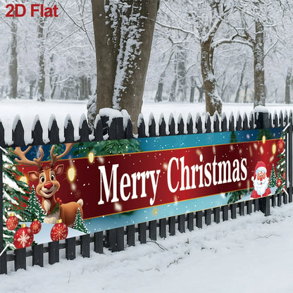 Vibrant Merry Christmas Outdoor Banner - Weatherproof Fabric