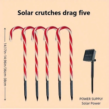 5-Pc Candy Cane Solar Pathway Lights