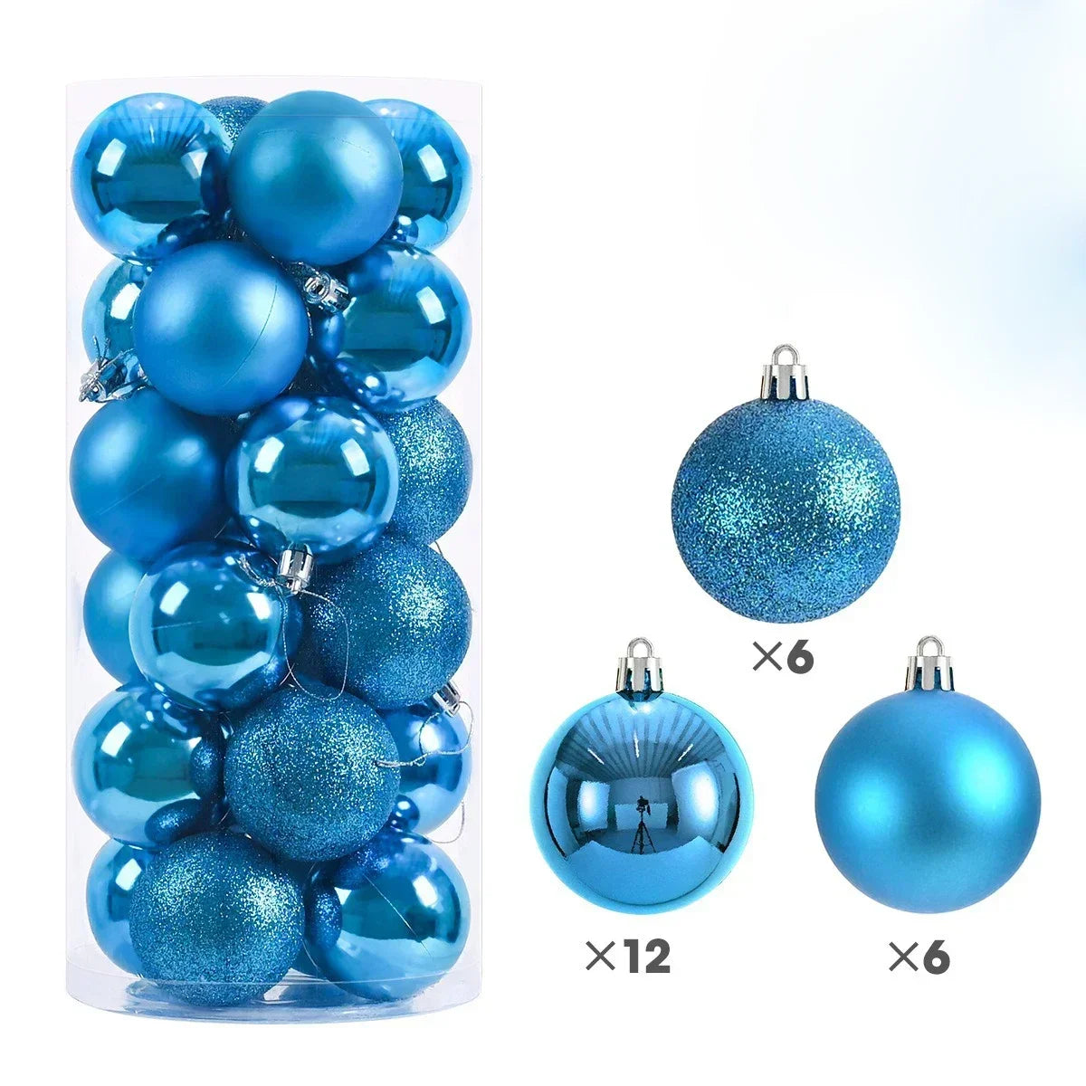 24-Pc Shimmering Christmas Ball Ornaments - 3/4/6cm